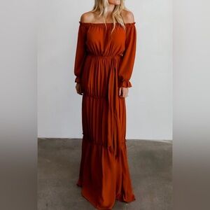 NWOT Baltic Born-Maxi Isabel dress in rust.Tiered skirt.Sheer sleeves.Size XL